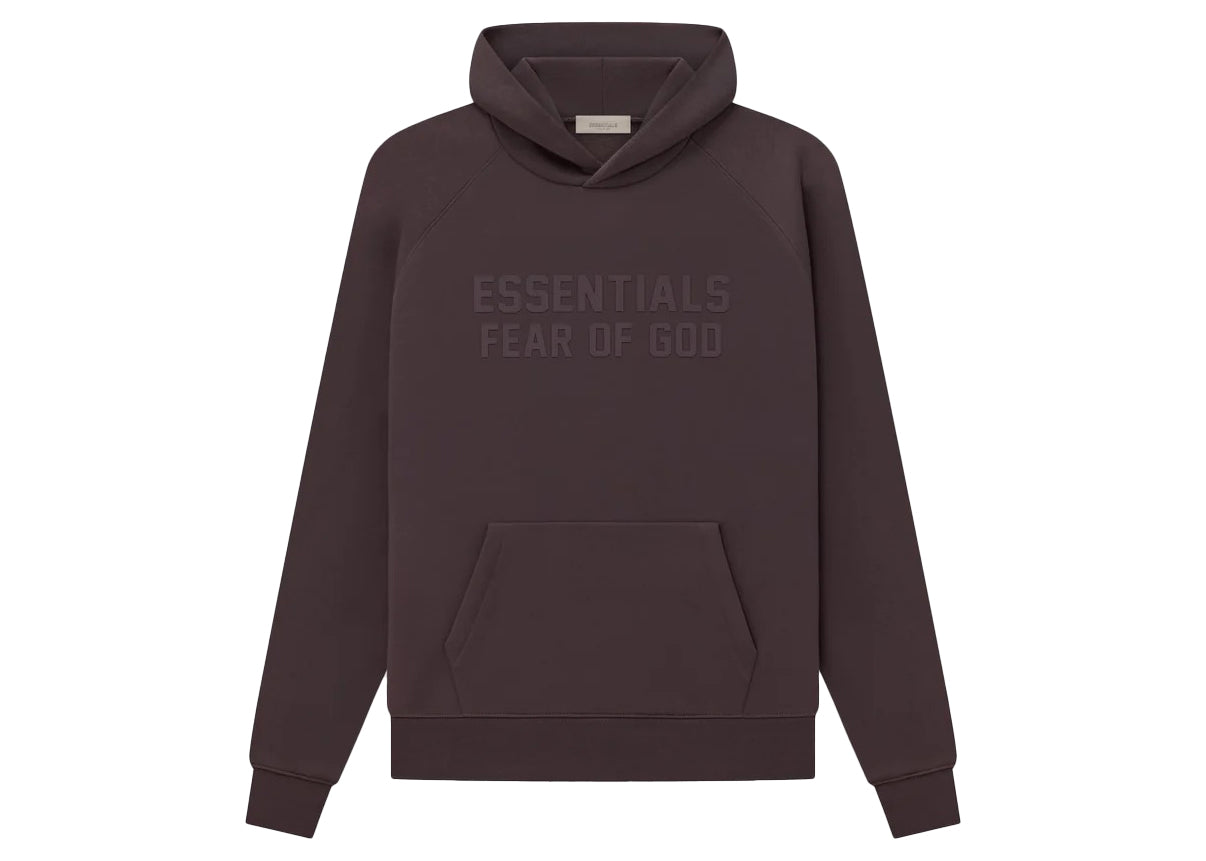 fear of god essentials hoodie plum