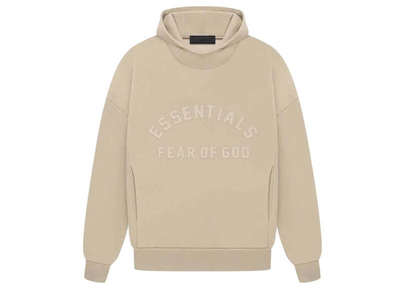 fear of god essentials hoodie dusty beige