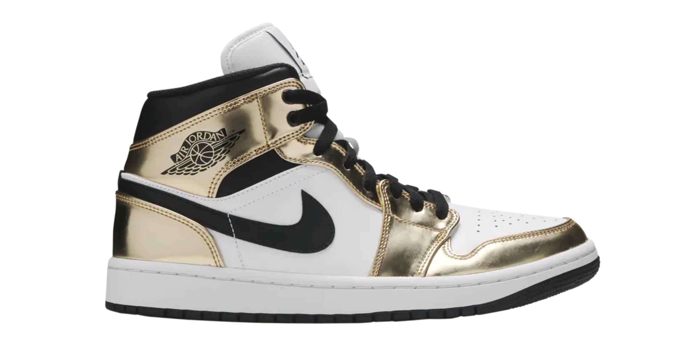 Jordan 1 Mid Metallic Gold Black White